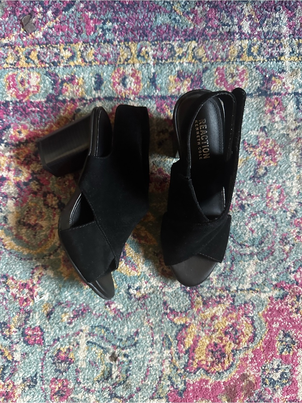 Kenneth Cole Reaction Women's Black Suede Block Heels [fits like a size 5.5]